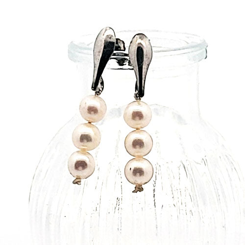 Earrings pearl white with silver rhodium-plated plug
