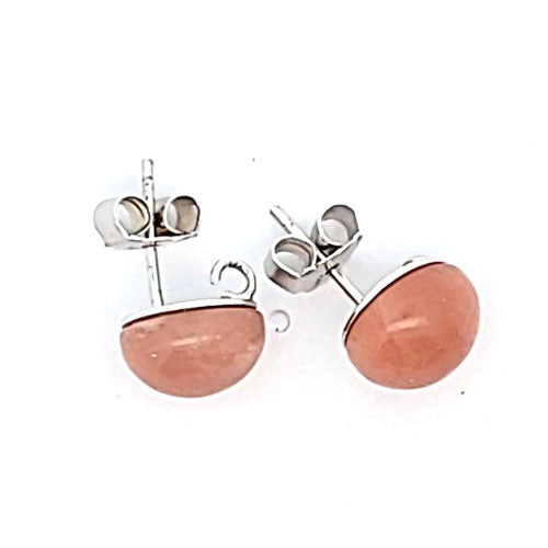 Ohrstecker mit Mondstein braun und Ösen - 2