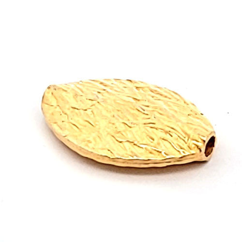 Oval flach Stripes Silberperle vergoldet 15 x 22 mm - 1
