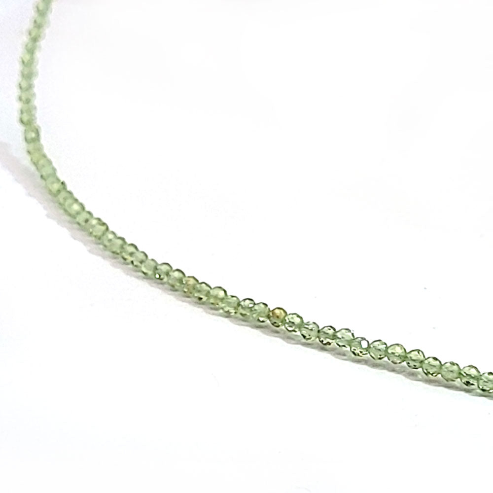 Peridot bead necklace 2 mm faceted