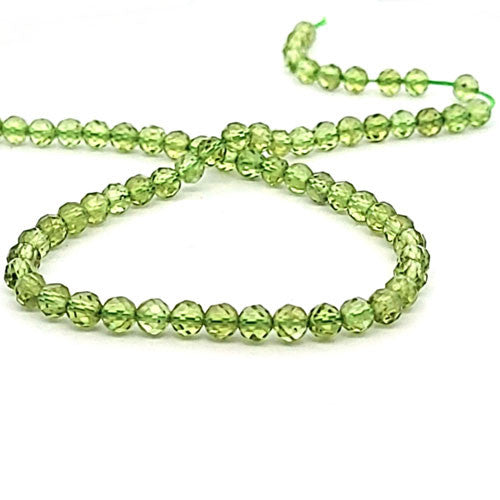 Peridot, Kugelstrang facettiert 4mm - 1