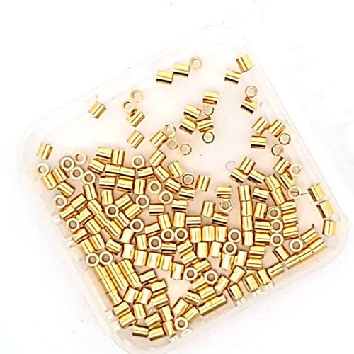 Quetschröhrchen silber vergoldet, 20 Stück - 2