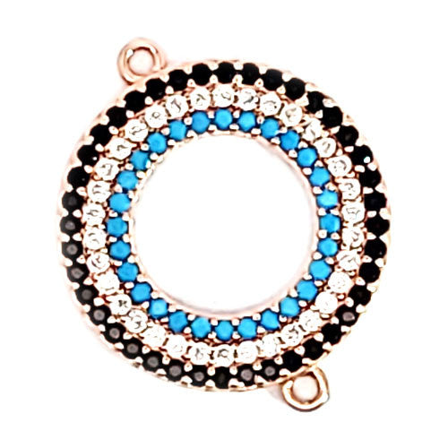 Rundes Silberelement rosé vergoldet mit Zirkonia und Glassteinen - 2