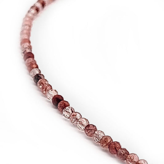 Rutilated quartz red bead chain 3 mm faceted
