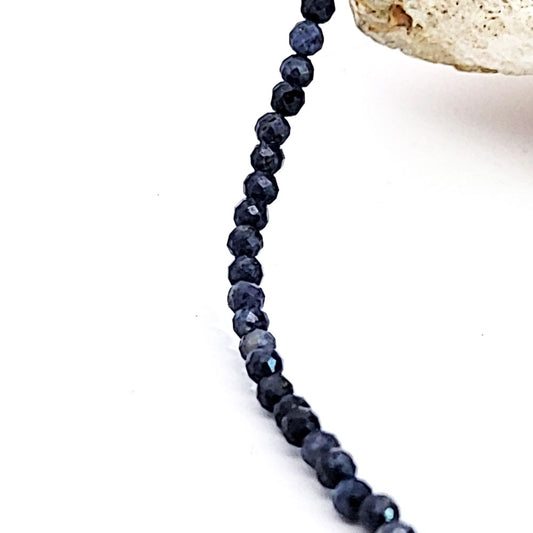 Saphir-Kugelkette 3 mm facettiert