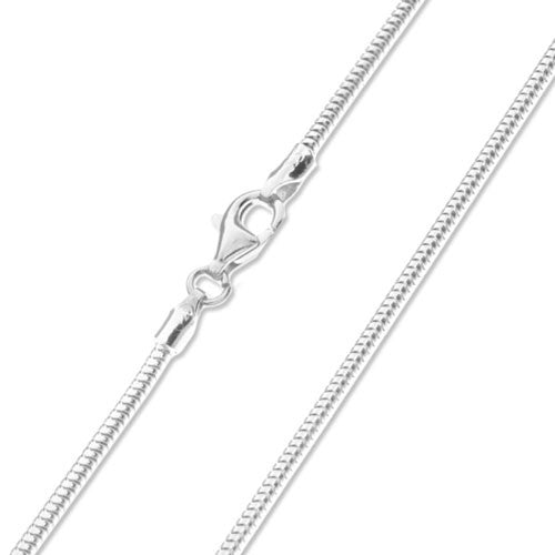 Schlangenkette mit Karabiner 1,2 mm silber Steindesign - 1