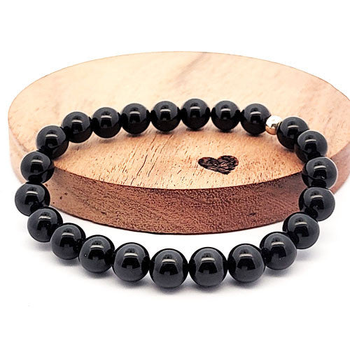 Schwarzer Turmalin (Schörl) Armband 8 mm - 2