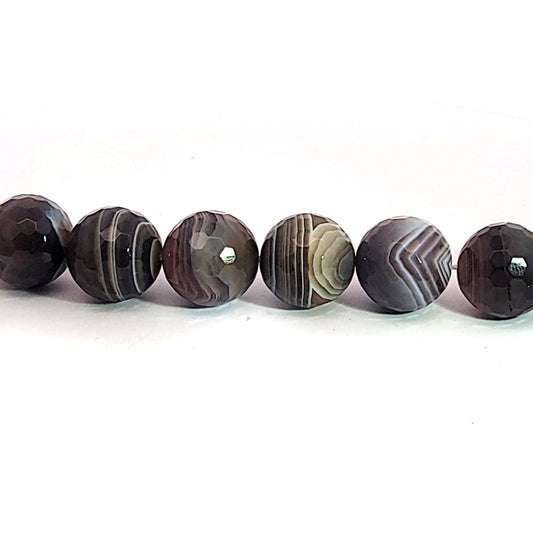 Botswana agate, 14 mm faceted bead strand