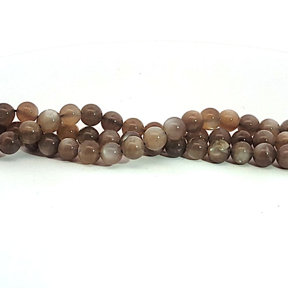 Brown moonstone, strand of beads 6 mm