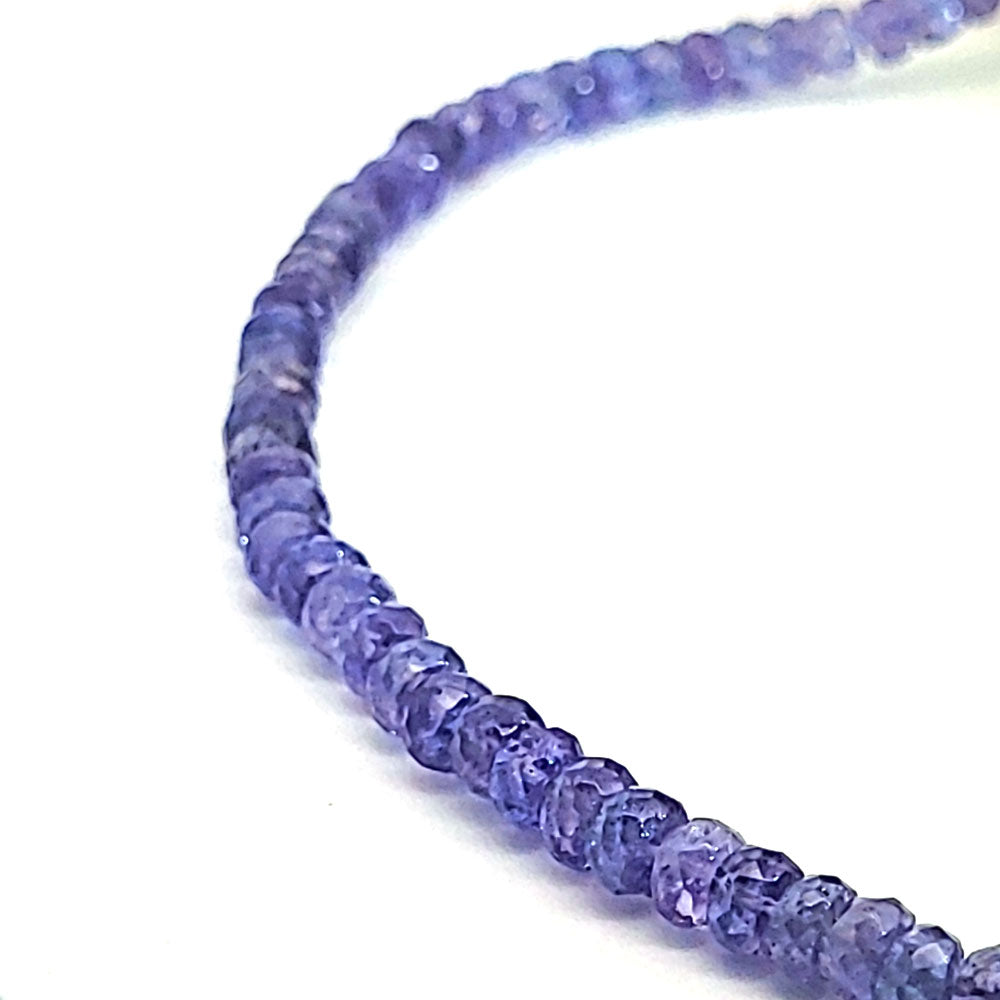 Tansanit Kette Button 5 mm facettiert