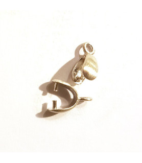 Clip/stone holder for pendant or earring silver rhodium-plated satin Steindesign - 1