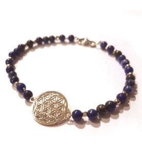 Lapis Lazuli-Armband mit Blume des Lebens Steindesign - 1