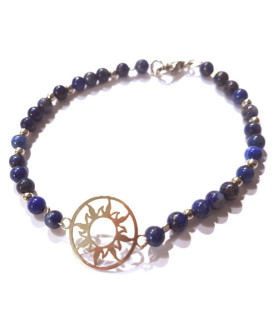 Lapis Lazuli-Armband mit Sonne des Lebens Steindesign - 1