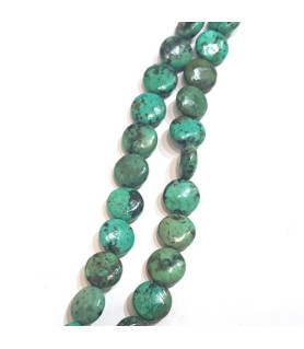 Turquoise african, strand round flat 10mm  - 1