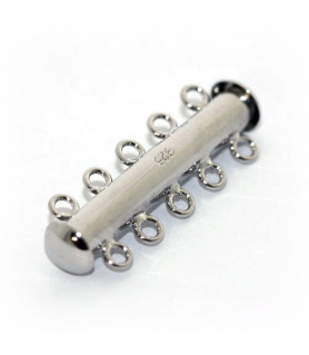 Armbandschließe Magnet 5reihig, Silber rhodiniert Steindesign - 1