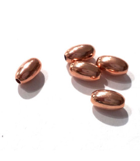 Olive 4 x 7 mm, 6 Stück, Silber rosé vergoldet  - 1