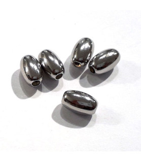 Olive 5 x 8 mm, 4 Stück, Silber rhodiniert  - 1