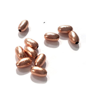 Olive 4 x 7 mm, 6 Stück, Silber rosé vergoldet matt  - 1