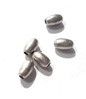Olive 5 x 8 mm, 4 Stück, Silber rhodiniert matt  - 1