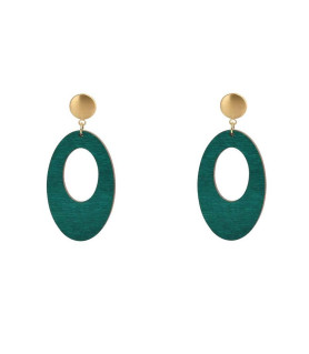 copy of Earrings Wood Round Green  - 1