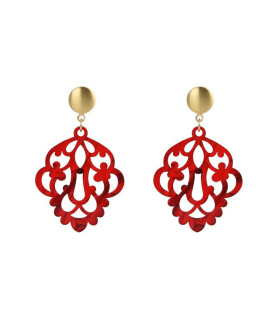 Earrings Acryl Ornamental red  - 1