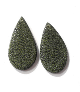Rochenleder Tropfen olivegrün (1 Paar)  - 1