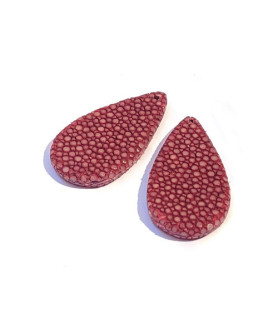 Stingray Leather Drops (1 pair) garnet red  - 1