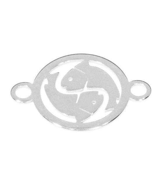 Sign of the Zodiac Pisces with two loops silver  - 1