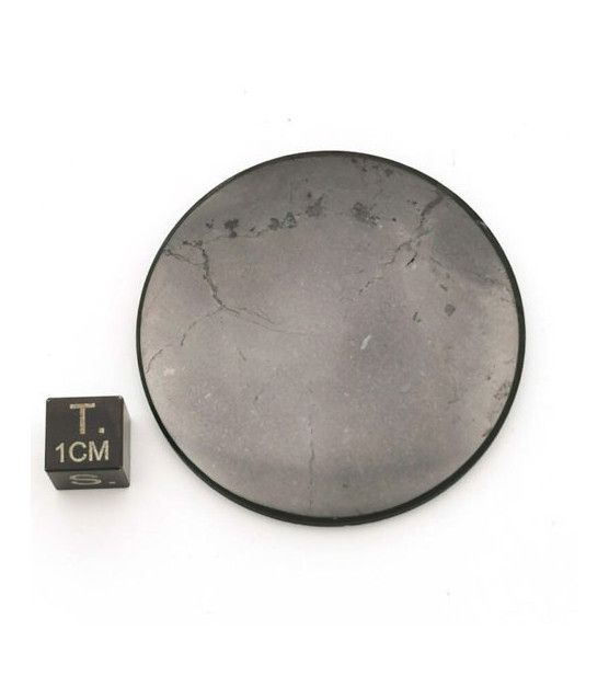 Shungite disc for laptop 5cm polished, self-adhesive  - 1