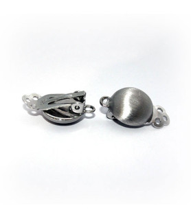 Ohrclipspatent klein, Silber rhodiniert matt Steindesign - 1