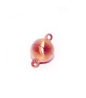 magnetic round clasp 10 mm, silver rosé gold plated matt  - 1