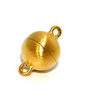 magnetic ball clasp 16 mm, silver gold plated, satin finish  - 1