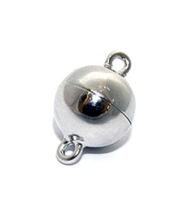Magnetkugelschließe 14 mm, Silber rhodiniert Steindesign - 1