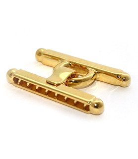 Bar clasp large, gold-plated silver  - 1