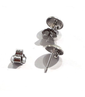 Ohrsteckerpatent rund 8 mm, Silber rhodiniert Steindesign - 1