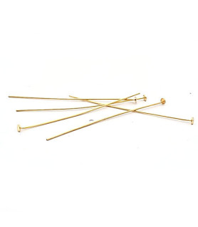 Pins with plate 0.6/5 cm, silver gold plated (10 pieces)  - 1