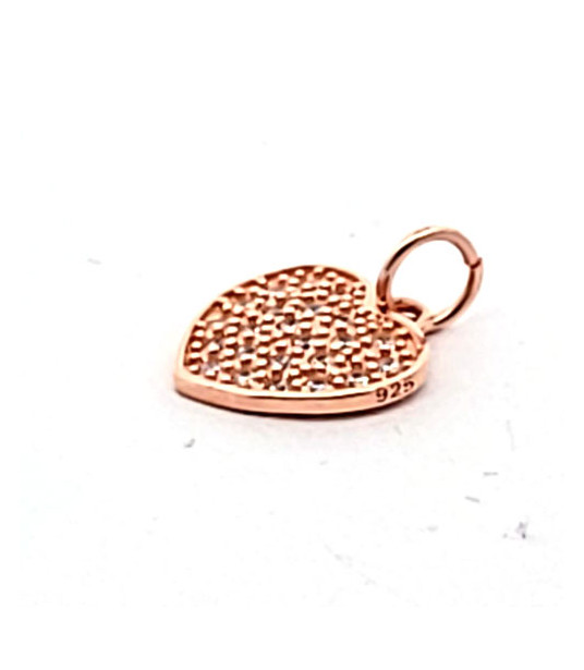 Heart pendant, silver rose gold-plated with zirconia  - 1