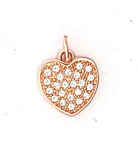 Heart pendant, silver rose gold-plated with zirconia  - 2