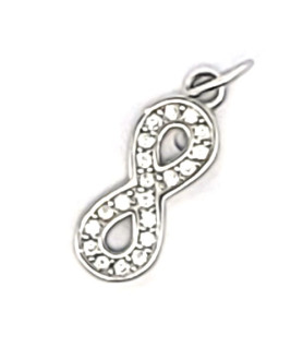 Infinity pendant, silver rhodium-plated with zirconia  - 2