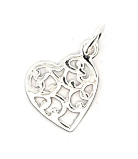 Heart pendant ornament, silver  - 1