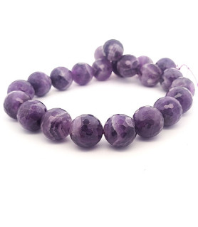 Amethyst, Kugelstrang facettiert 18 mm  - 1