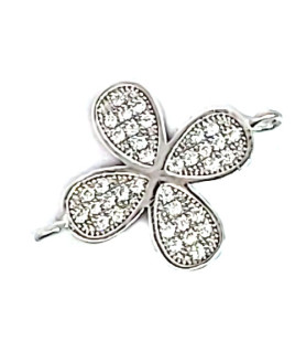 Cloverleaf pendant with zirconia, Silver rhodium plated  - 1