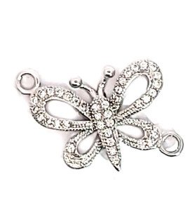 Butterfly silver element rhodium-plated with zirconia  - 1