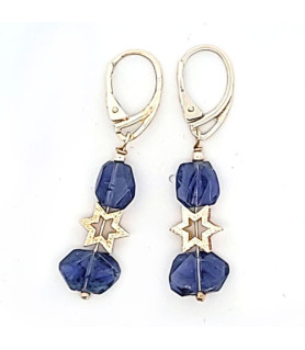 Iolite (cordierite) and star earrings  - 1