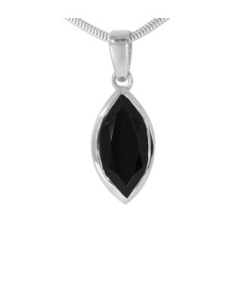 Onyx gemstone pendant navette faceted Steindesign - 1