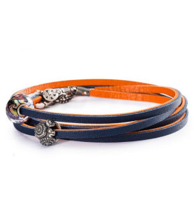 Leder-Armband orange/blau - retired Trollbeads - das Original - 1
