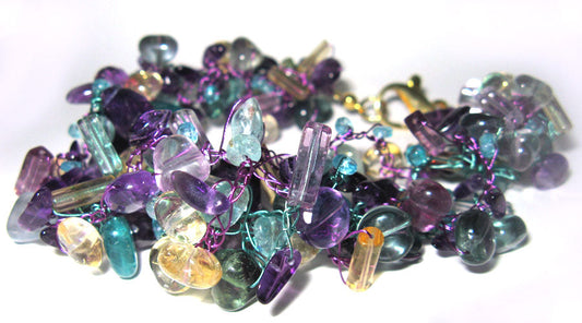 Schmuck selber machen Kette häkeln mit echten Edelsteinen