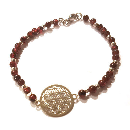 Granat-Armband mit Blume des Lebens Steindesign - 1