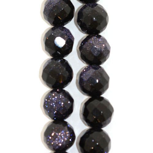 Goldfluss blau, Kugelstrang 6mm facettiert  - 1