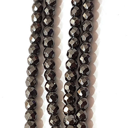 Hämatit Kugelstrang 4mm facettiert  - 1